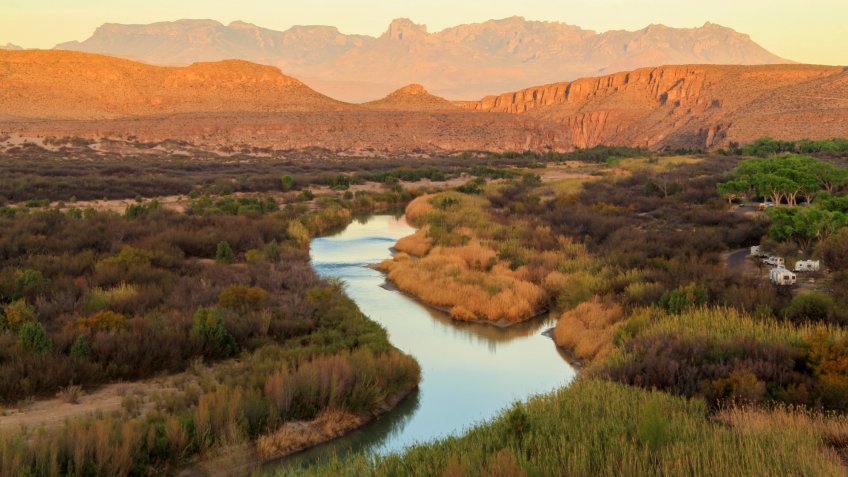 The Rio Grande as viewed from the Rio Grande Village Nature Trail in Big Bend National Park, Texas.