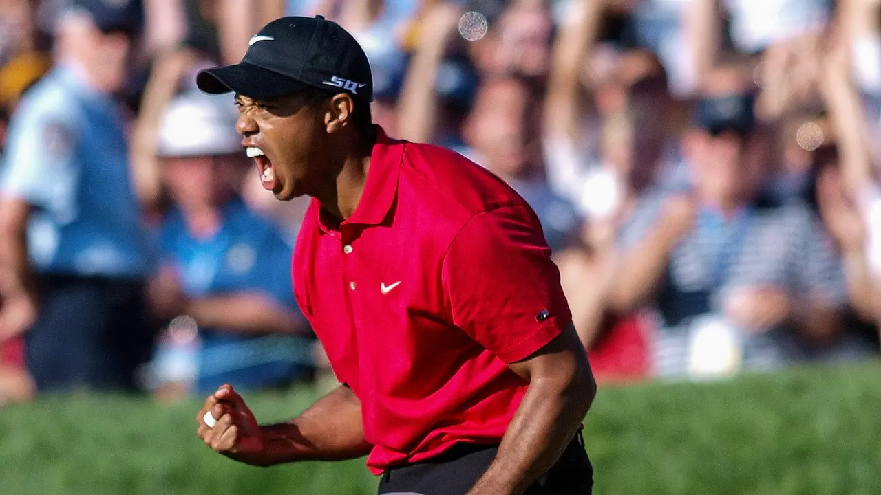 Tiger Woods celebrates at US Open at Torrey Pines in San Diego