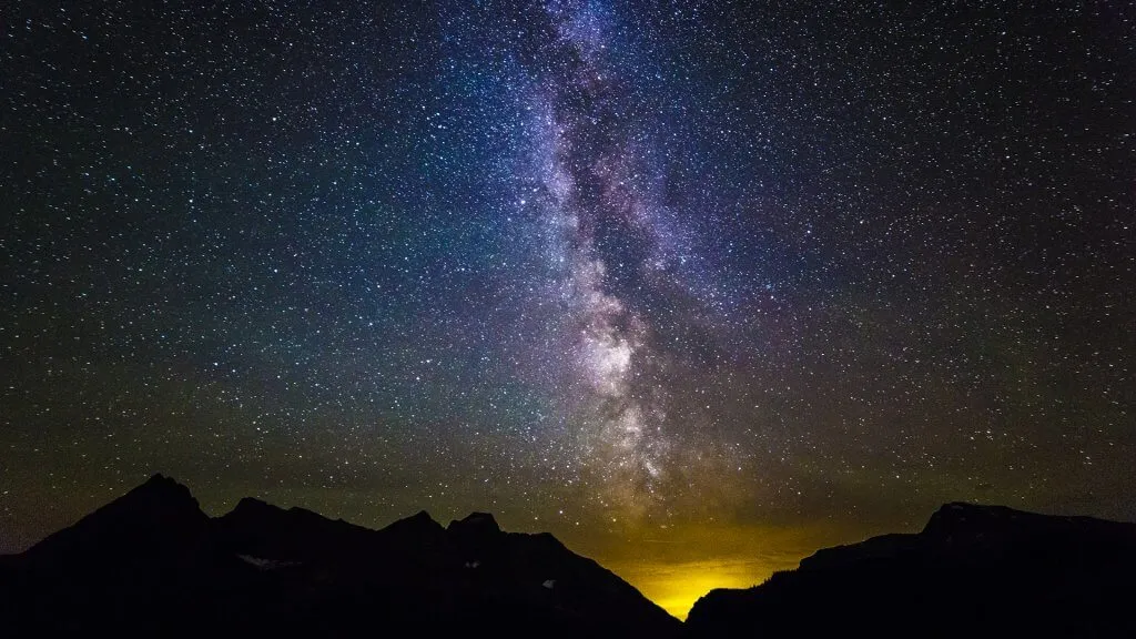 Waterton-Glacer National Park starry night landscape