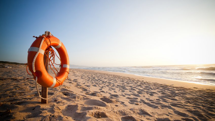 Life Buoy in sunset - Image.