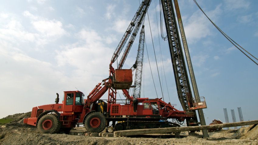 big machines at a construction site.
