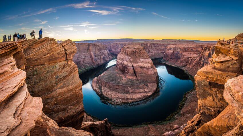 People waiting for sunset at Horseshoe Bend
