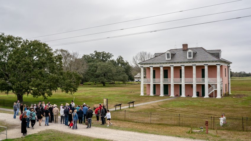 New Orleans, Louisiana / USA - February 15, 2019: People visiting the Chalmette Battlefield, site of the Battle of New Orleans in the War of 1812.