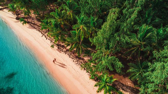 Aerial view of tropical island beach, Dominican Republic Aerial view of tropical island beach, Dominican Republic.