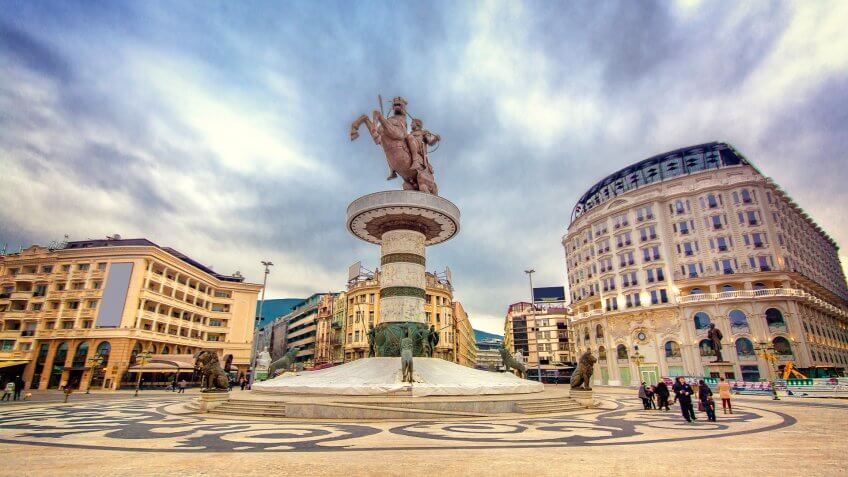 Alexander statue in Skopje center.
