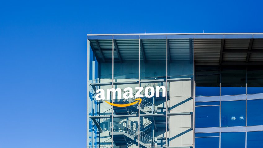 MUNICH, GERMANY - DECEMBER 26, 2018: Amazon logo at the company office building located in Munich, Germany.
