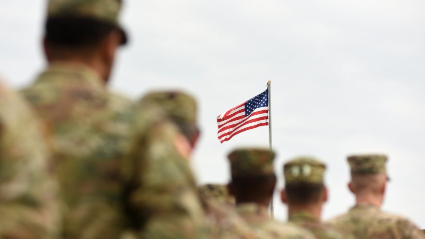 American Soldiers and US Flag.