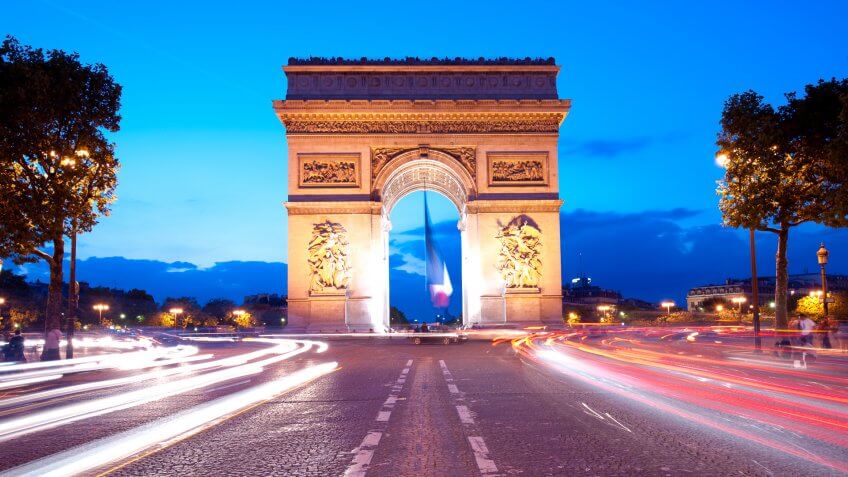 Champ Elysees Arc de Triomphe in Paris France