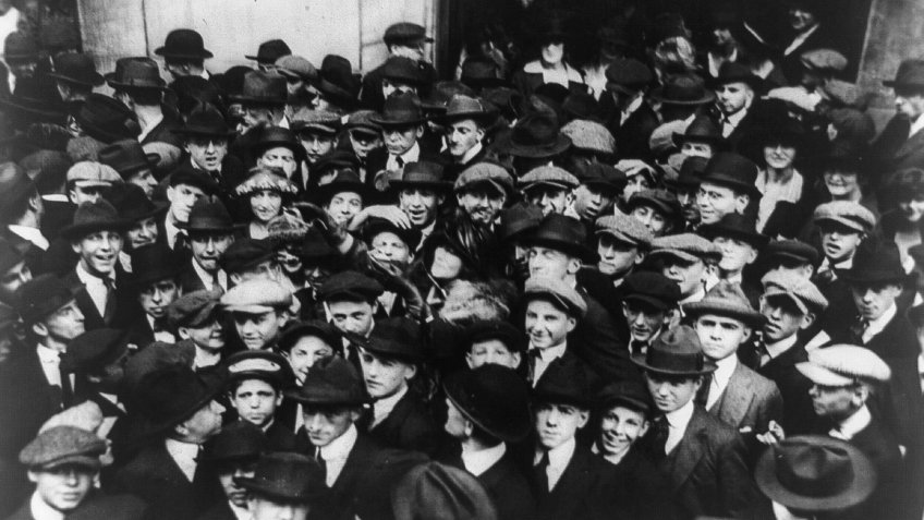 Curb brokers in Wall Street, New York City