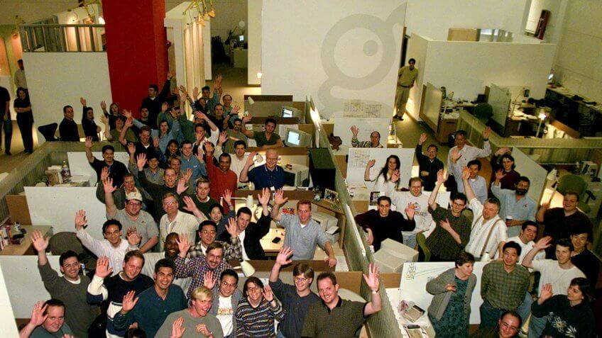 GeoCities employees pose for a picture in 1999