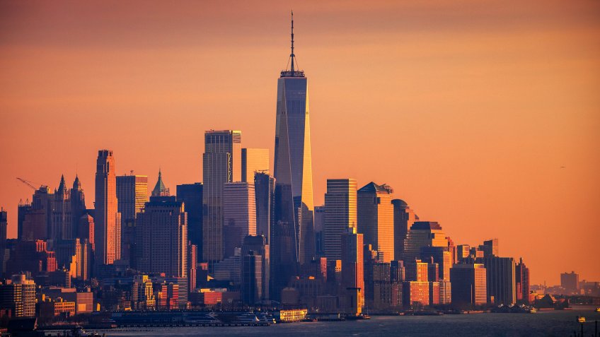 Manhattan sunset, New York, NY, USA.