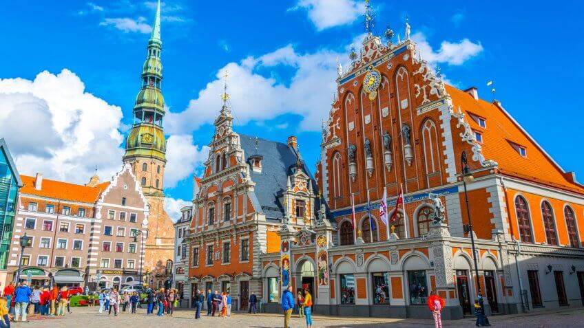 Ratslaukums Square in Riga Latvia