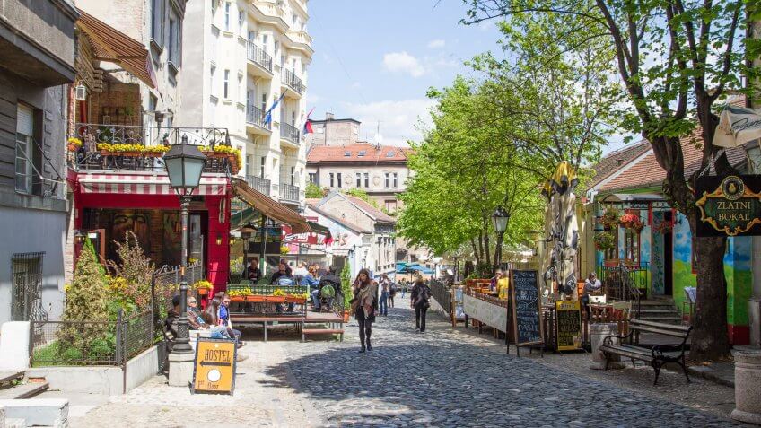 Skadarlija street in Belgrade Serbia