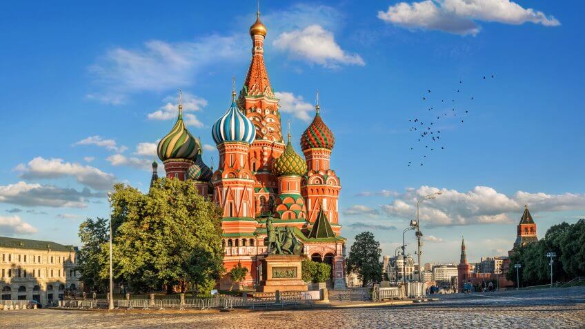 St Basil Cathedral on Red Square in Moscow Russia