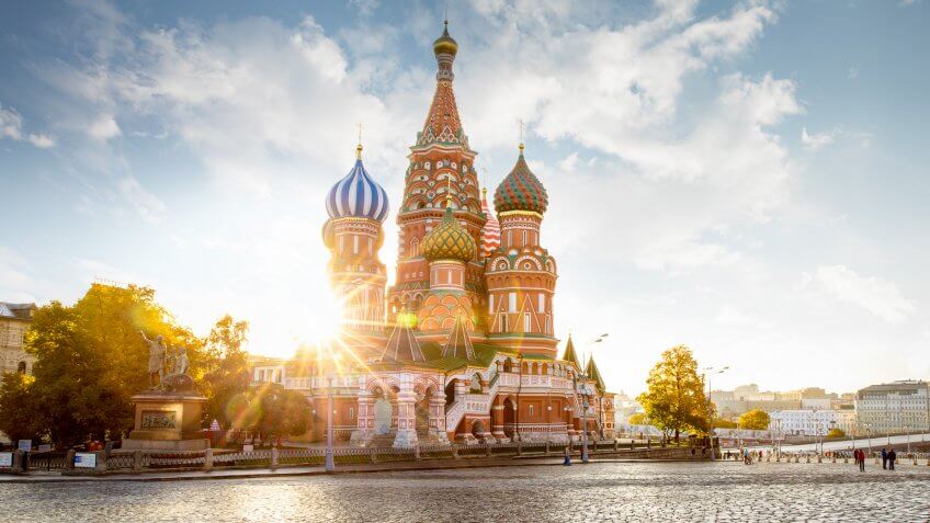 Saint Basil's Cathedral on Red Square in Moscow, Russia.
