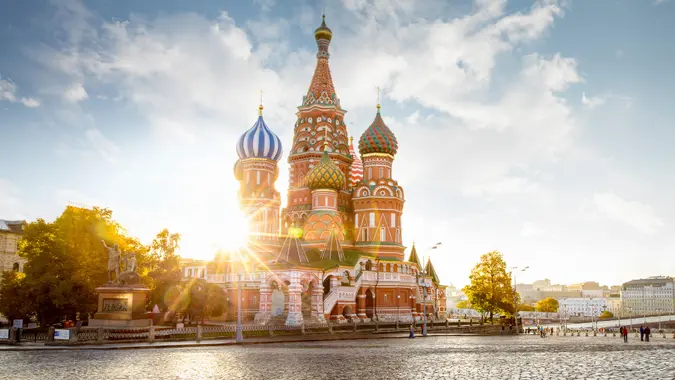 Saint Basil's Cathedral on Red Square in Moscow, Russia.