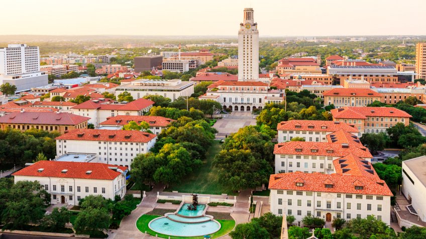 University of Texas Austin campus at sunset