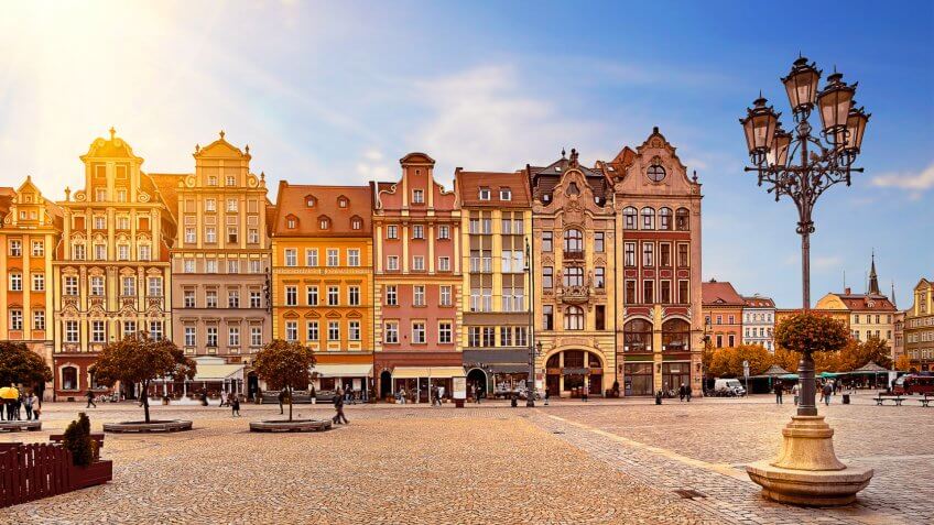 central market square in Wroclaw Poland