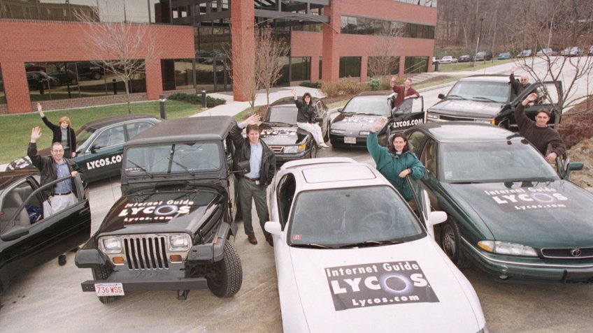 Group of Lycos Inc employees display their personal cars