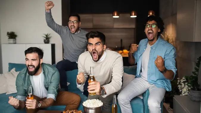 Close up of a group of friend having fun.