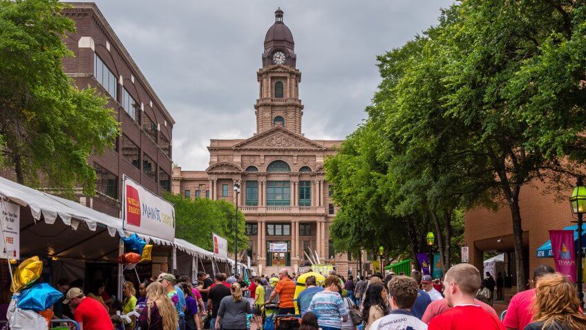 people attend Arts Festival in Fort Worth Texas
