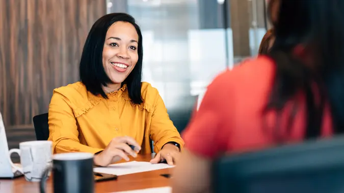 professional woman conducting job interview
