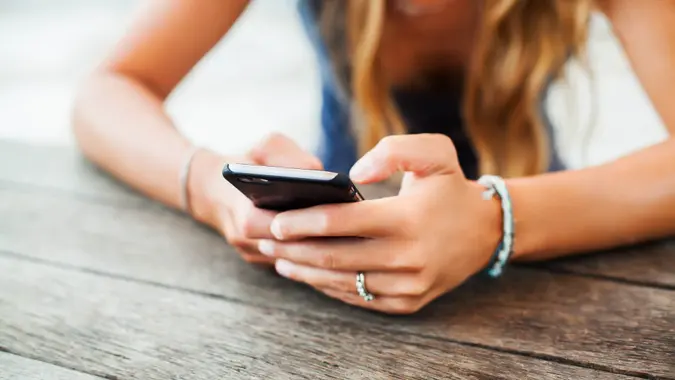 woman posting on social media