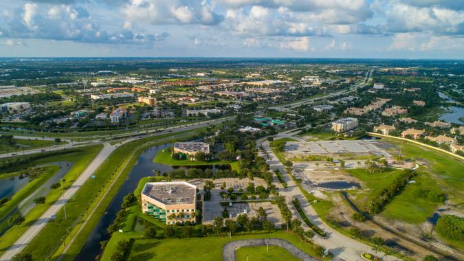 Aerial drone image of Port St Lucie Florida USA.