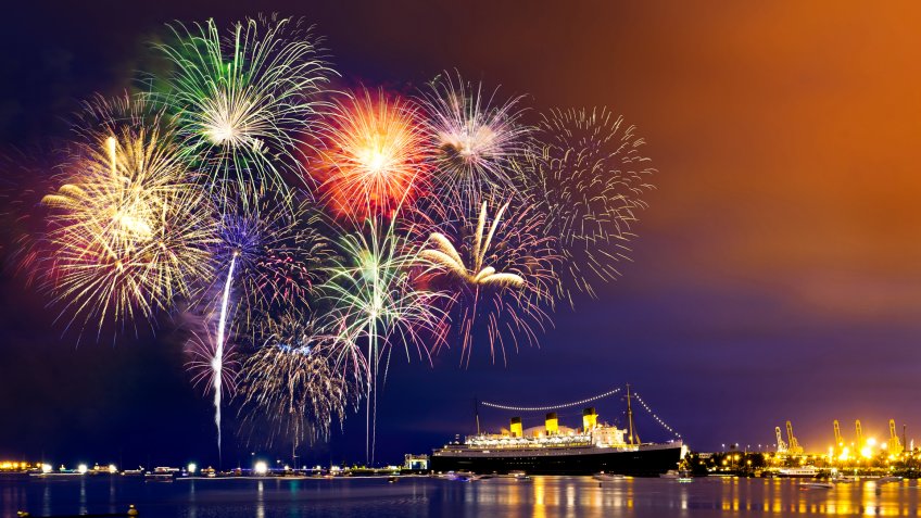 Forth of July fireworks at Long Beach, California.