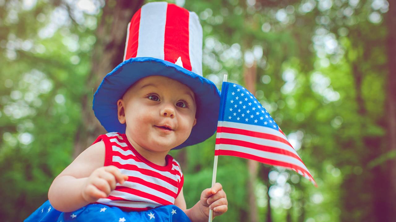 Cute baby celebrating Independence day.