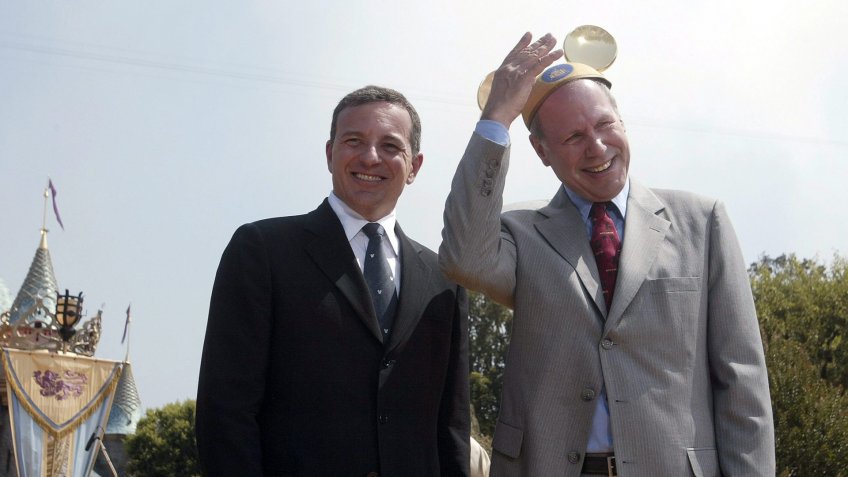 Michael Eisner Disney CEO with Bob Iger