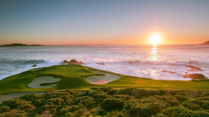 A view of Pebble Beach golf course, Monterey, California, USA - Image.