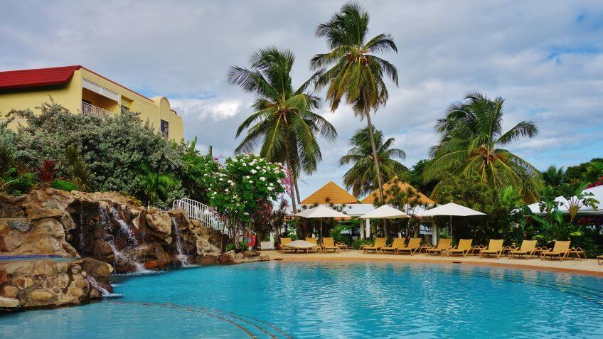 ST GEORGE, GRENADA -25 NOV 2016- The Radisson Grenada Beach Resort is an upscale hotel located on Grand Anse Beach in Grenada.