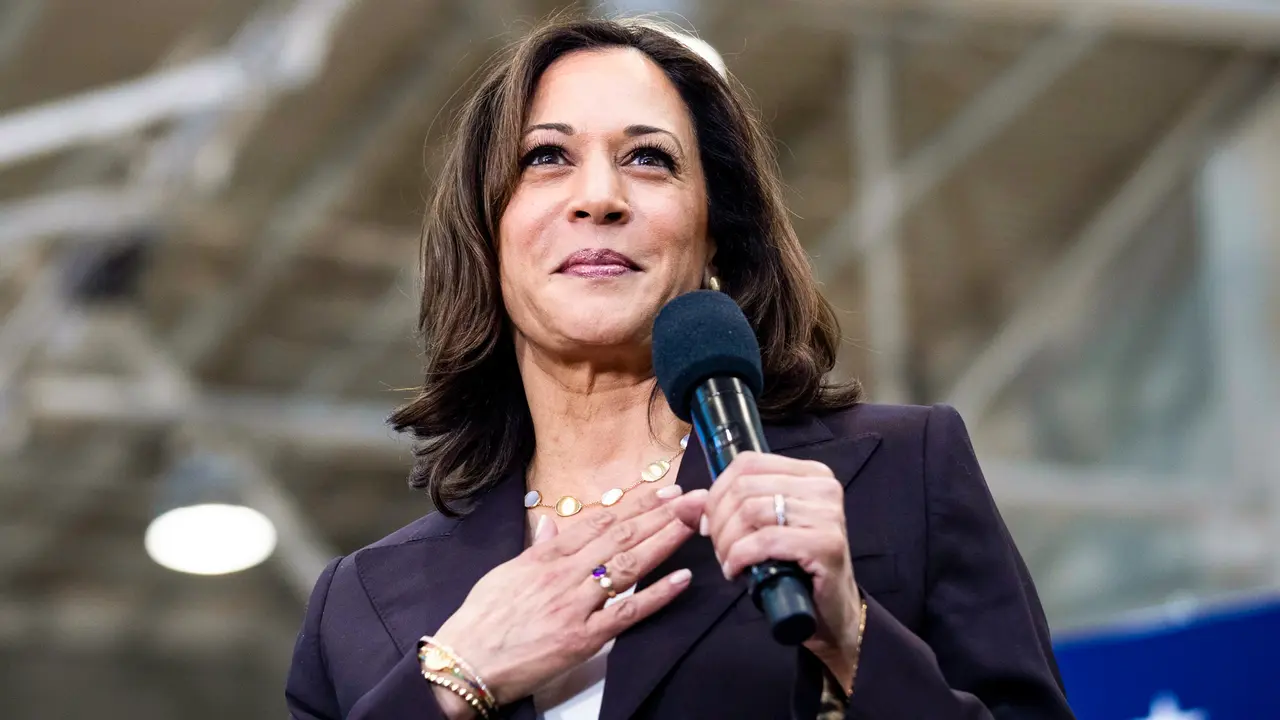 Mandatory Credit: Photo by ETIENNE LAURENT/EPA-EFE/Shutterstock (10241292aq)US Senator Kamala Harris addresses the audience during a rally at Los Angeles Southwest College in Los Angeles, California, USA, 19 May 2019.