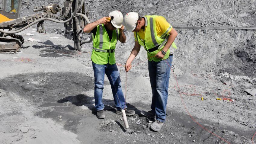 explosives worker with dynamite