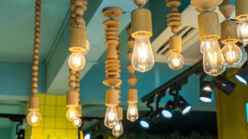 Lighting ball hanging from the ceiling.