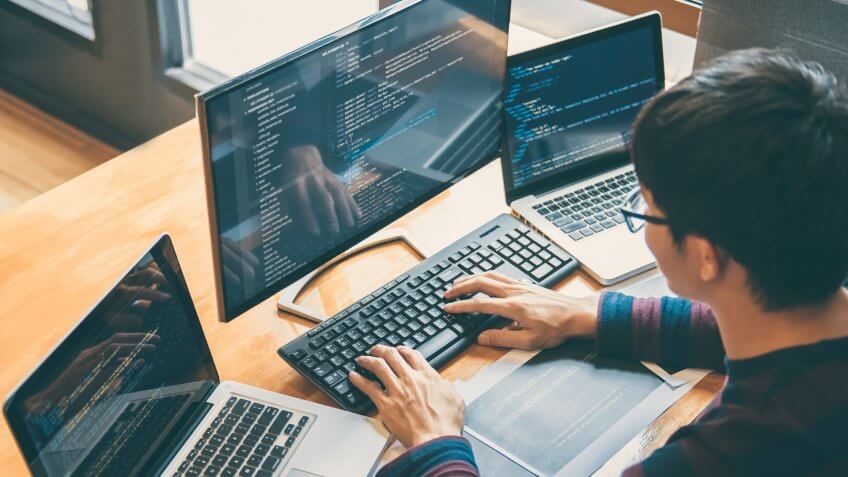 Professional Development programmer working in programming website a software and coding technology, writing codes and data code, Programming with HTML, PHP and javascript.