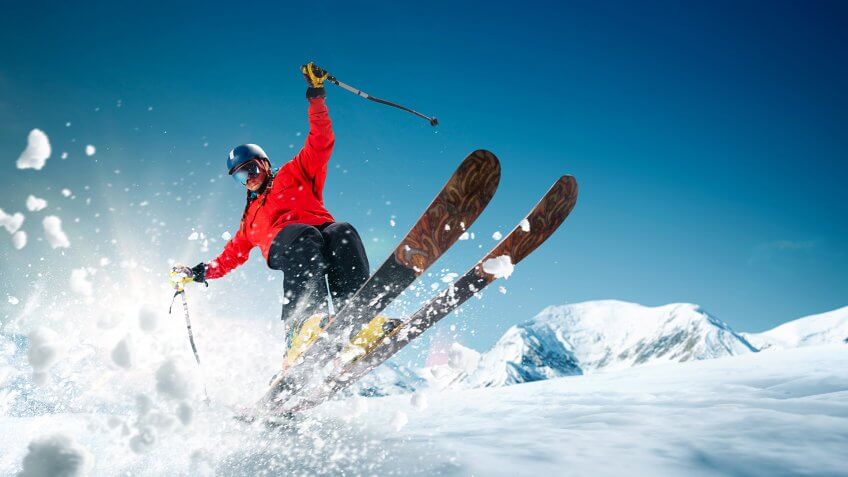 Skiing.