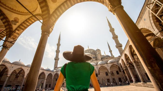 Woman near the Blue Mosque in Istanbul