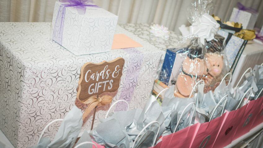 Table of wedding Gifts.