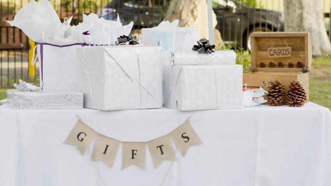 wedding gifts on table