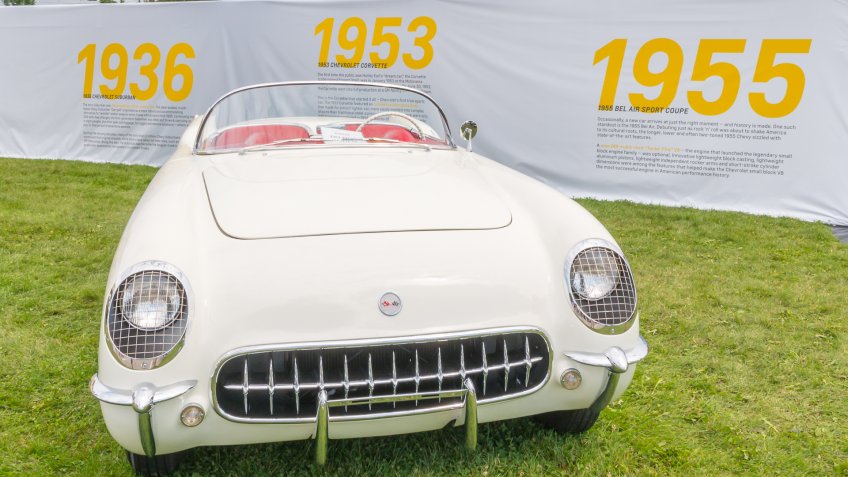 BIRMINGHAM, MI/USA - AUGUST 16, 2014: A 1953 Chevrolet Corvette car at the Woodward Dream Cruise, the world's largest one-day automotive event.