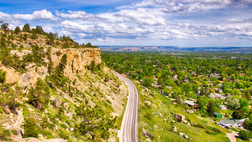 Zimmerman trail as it winds up the rim rocks on the West end of Billings, Montana.
