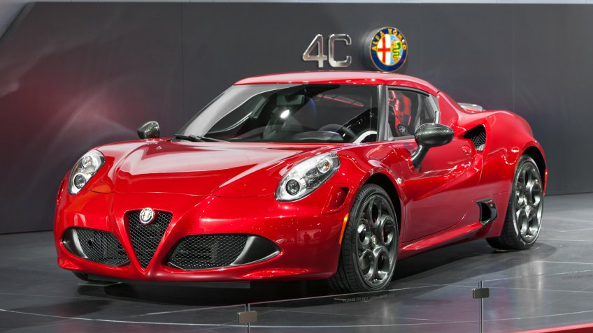 DETROIT - JANUARY 15: The new Alfa Romeo 4C on display January 13th, 2015 at the 2015 North American International Auto Show in Detroit, Michigan.