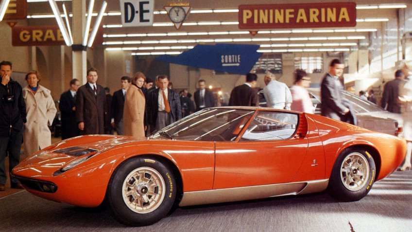 Editorial use onlyMandatory Credit: Photo by Magic Car Pics/Shutterstock (3918781a)1966 Lamborghini Miura 1966 Geneva motor showVARIOUS.