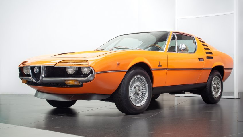 ARESE, ITALY-FEBRUARY 13, 2019: 1970 Alfa Romeo Montreal in the Alfa Romeo Museum (Museo Storico Alfa Romeo) - Image.