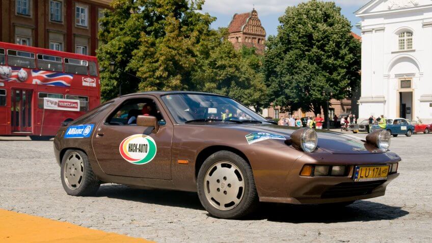 WARSAW - JULY 7: 1977 Porsche 928 on Car Competition during XXXIth Warsaw Antique Car Rally.