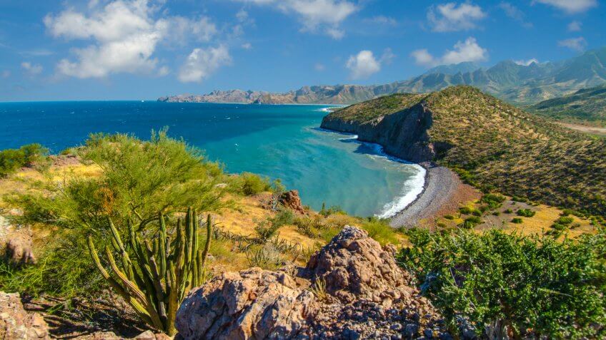 Late afternoon scene on the Baja California coast south of Loreto, Mexico.