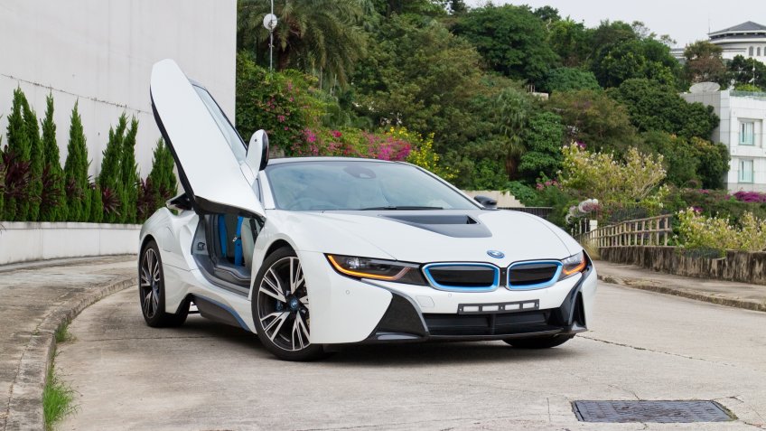 Hong Kong, China Nov 12, 2014 : BMW i8 2014 test drive on Nov 12 2014 in Hong Kong.