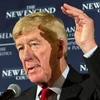 Mandatory Credit: Photo by CJ GUNTHER/EPA-EFE/Shutterstock (10107920m) Former Massachusetts Governor Bill Weld announces his intention to form an exploratory committee to purse the Republican nomination for United States President at the New England Council Politics and Eggs at the Bedford Inn, in Bedford, New Hampshire, USA 15 February 2019.